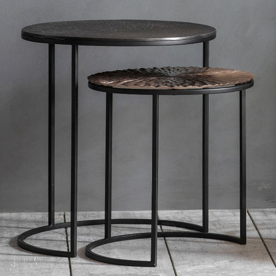 Limos Round Aluminium Set Of 2 Side Tables In Black_1
