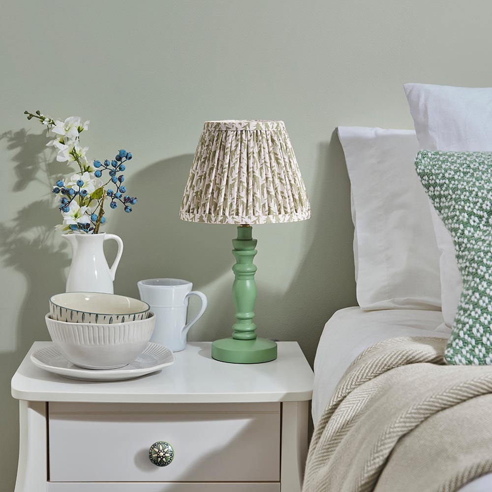 Lincoln Garden Green 20cm Shade Wood Table Lamp In Cotswold Green