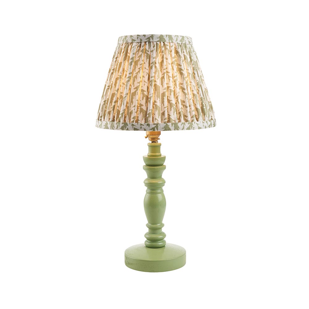 Lincoln Garden Green 20cm Shade Wood Table Lamp In Cotswold Green