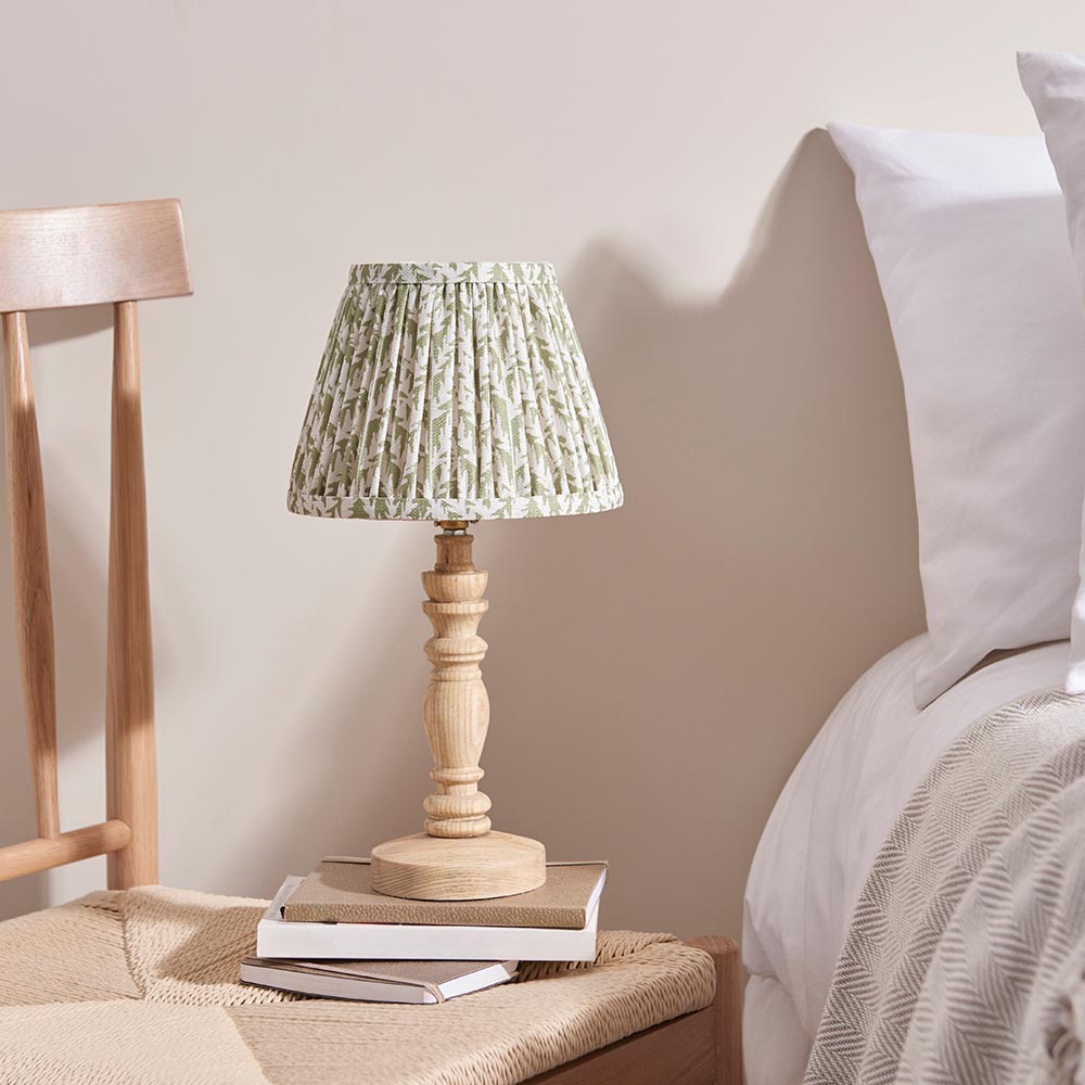 Lincoln Garden Green 20cm Shade Wood Table Lamp In Natural Ash