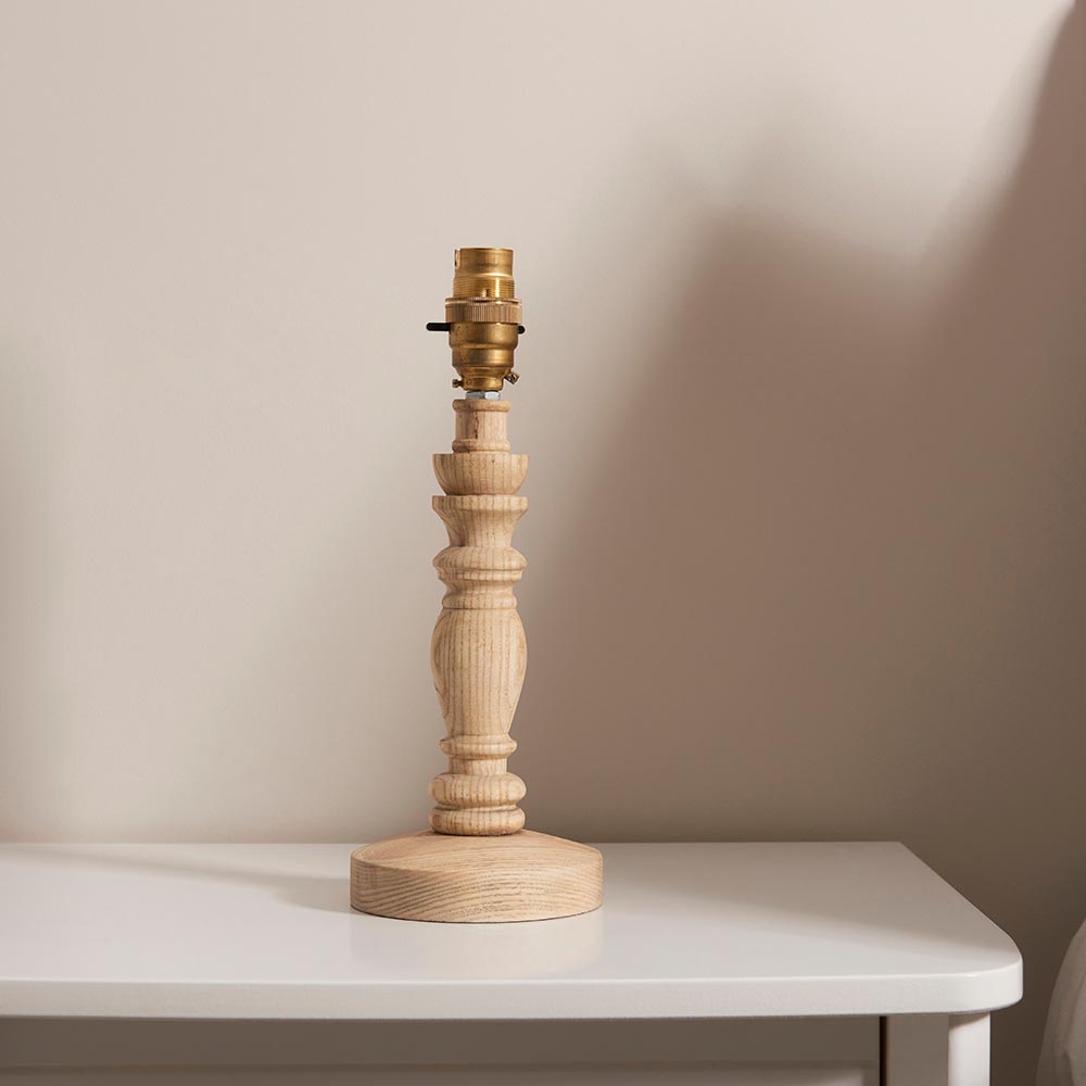Lincoln Garden Green 20cm Shade Wood Table Lamp In Natural Ash