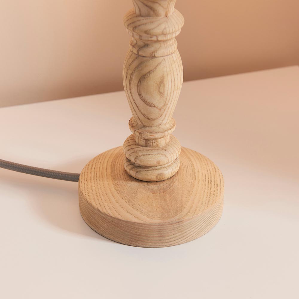 Lincoln Garden Green 20cm Shade Wood Table Lamp In Natural Ash