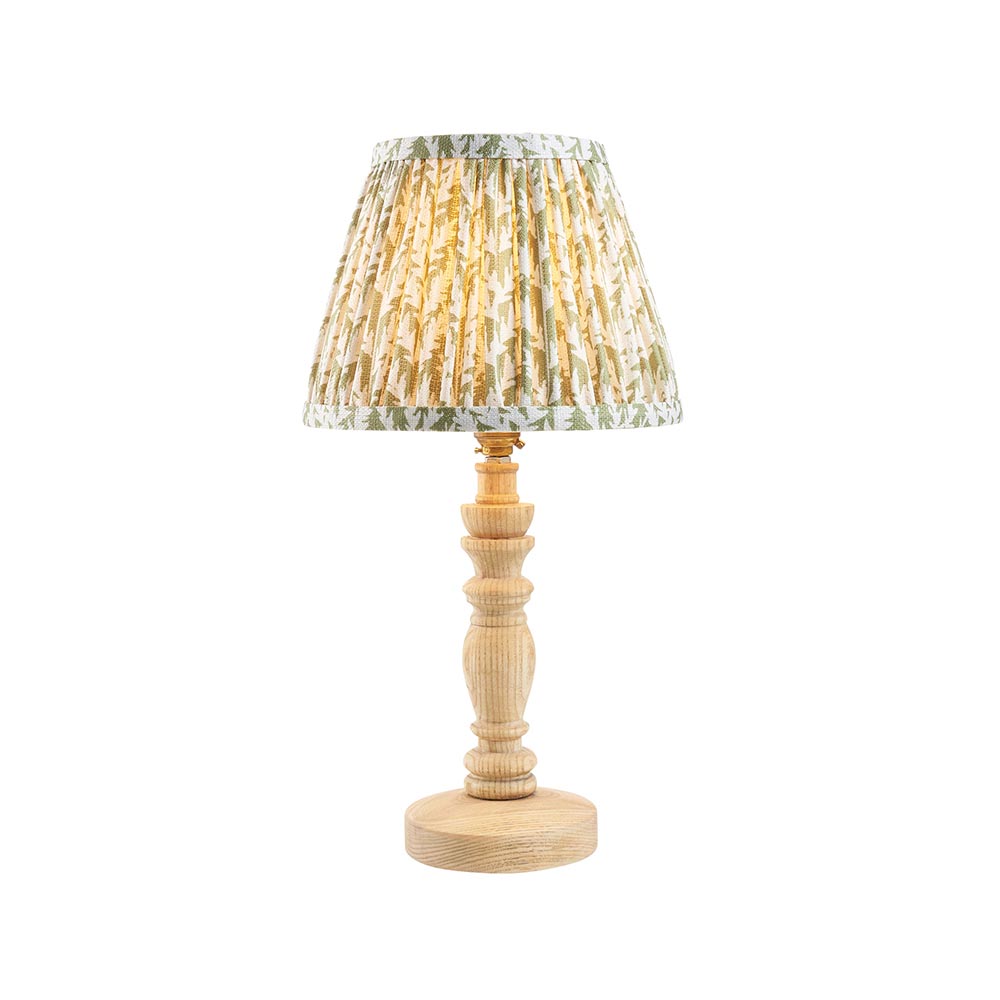 Lincoln Garden Green 20cm Shade Wood Table Lamp In Natural Ash