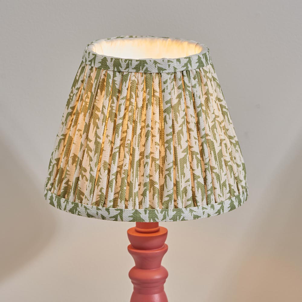 Lincoln Garden Green 20cm Shade Wood Table Lamp In Pink Clay