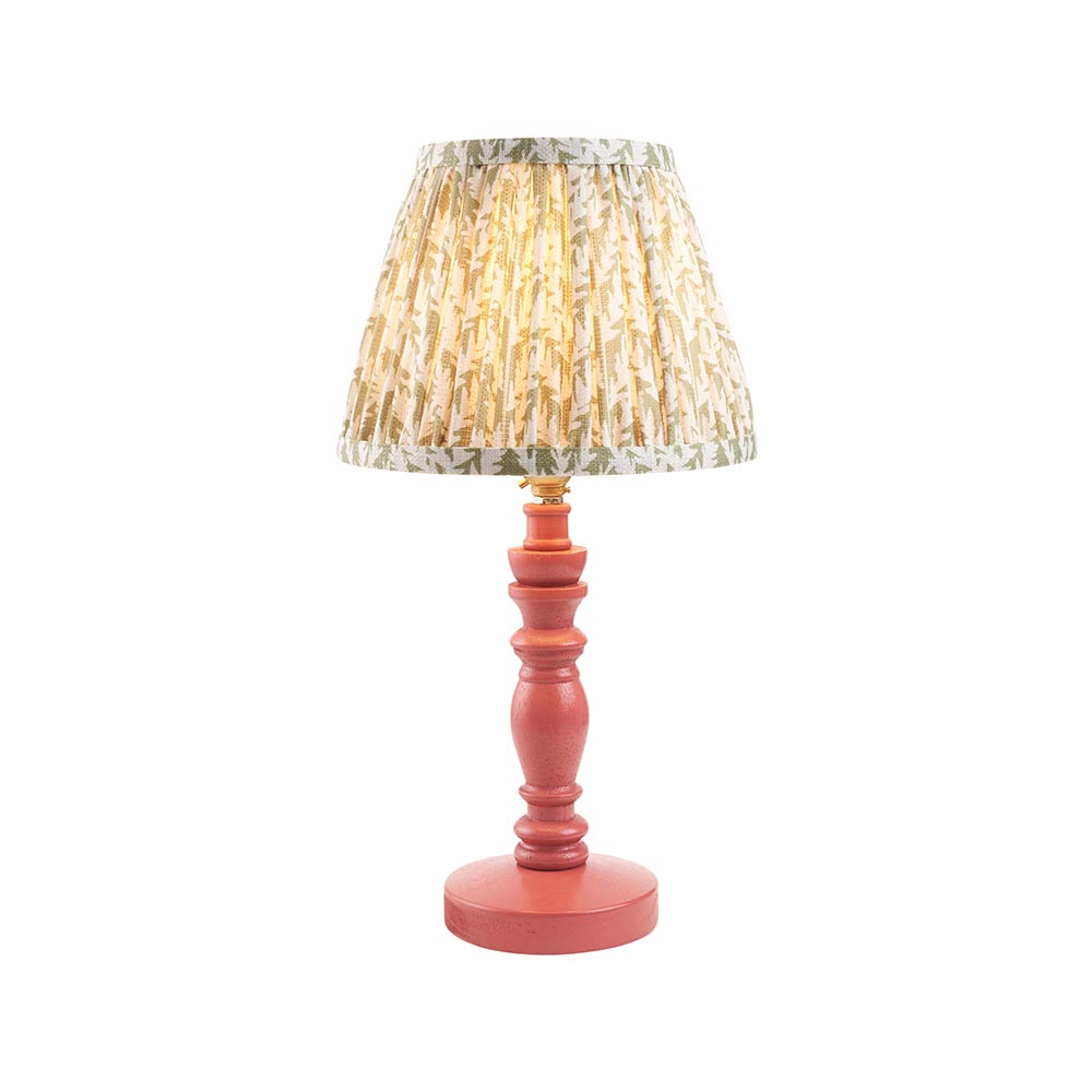 Lincoln Garden Green 20cm Shade Wood Table Lamp In Pink Clay