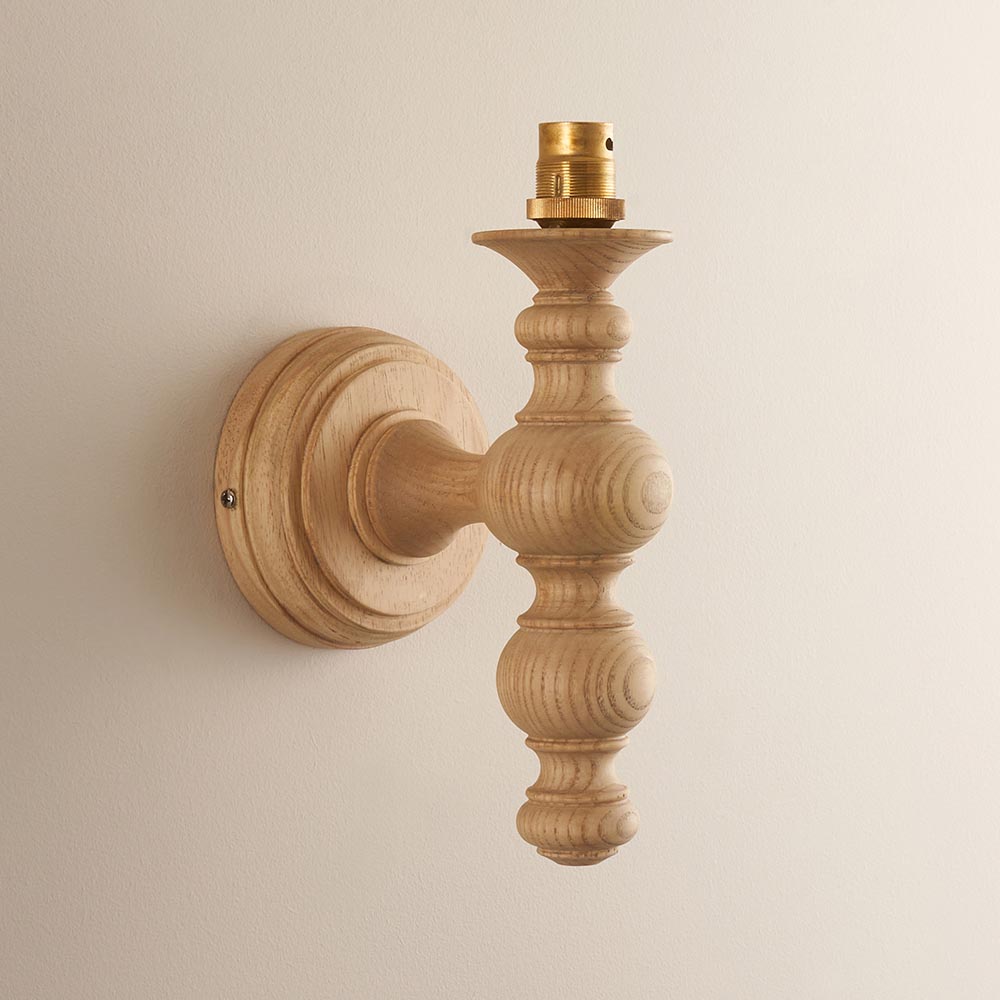 Lincoln Garden Green 20cm Shade Wood Wall Light In Natural Ash