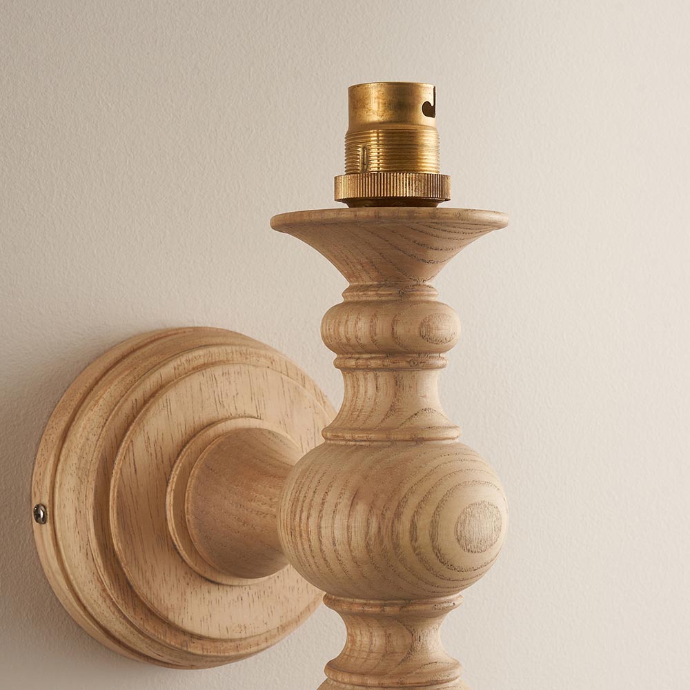 Lincoln Garden Green 20cm Shade Wood Wall Light In Natural Ash