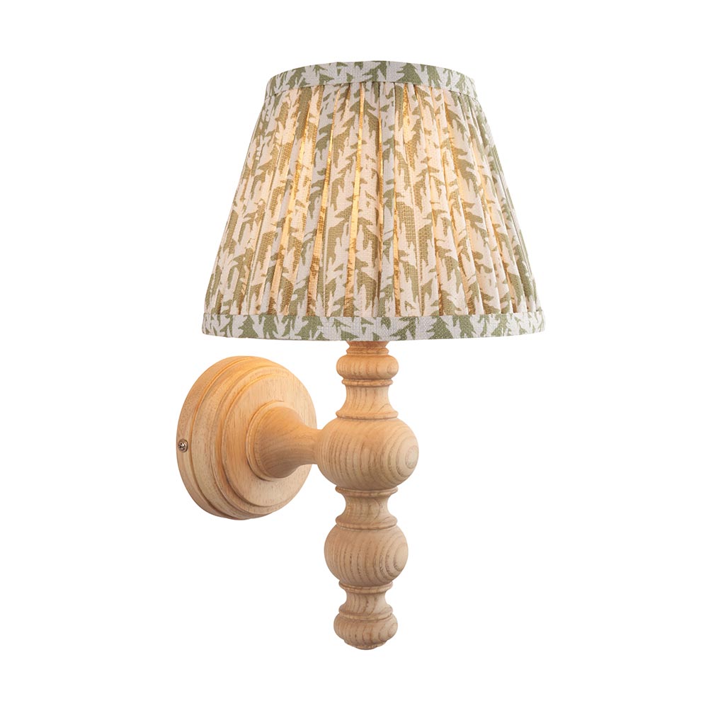 Lincoln Garden Green 20cm Shade Wood Wall Light In Natural Ash