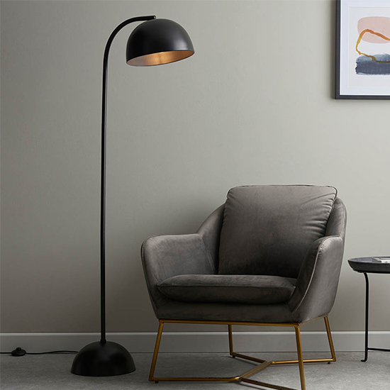 Photo of Lincoln industrial domed task floor lamp in matt nickel