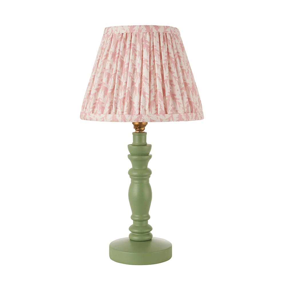 Lincoln Peachy Keen 20cm Shade Wood Table Lamp In Cotswold Green