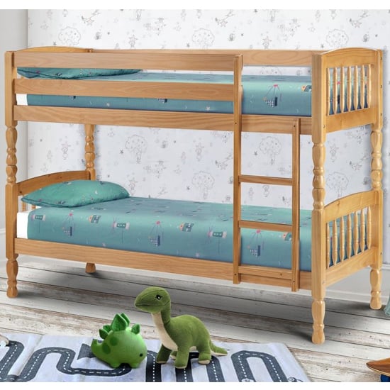 Photo of Lakyle solid pine bunk bed in antique low sheen