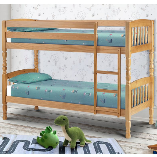 Read more about Lakyle solid pine wide bunk bed in antique low sheen