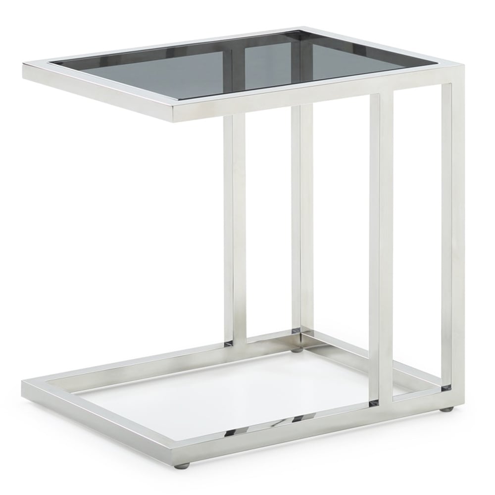 Lincoln Tinted Glass End Table With Stainless Steel Frame