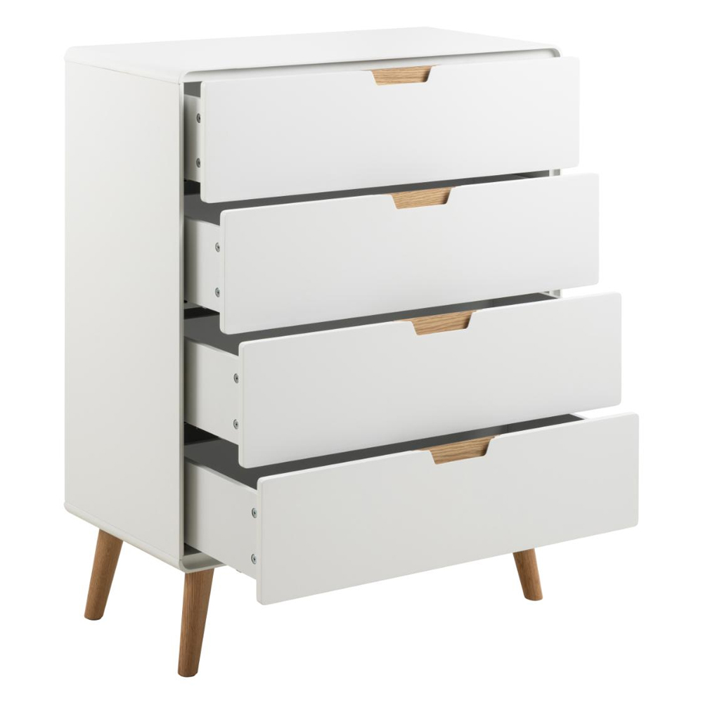 Lincoln Wooden Chest Of 4 Drawers In White And Oak