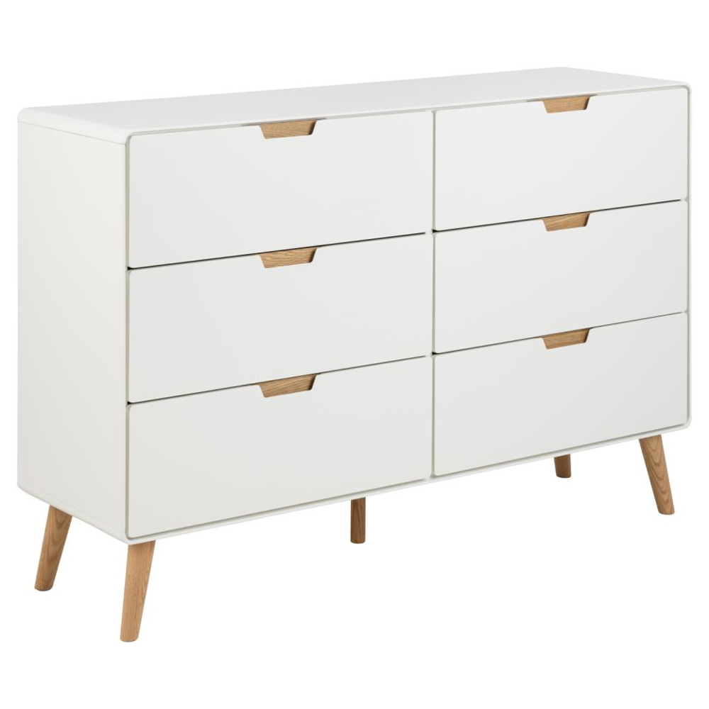 Lincoln Wooden Chest Of 6 Drawers In White And Oak