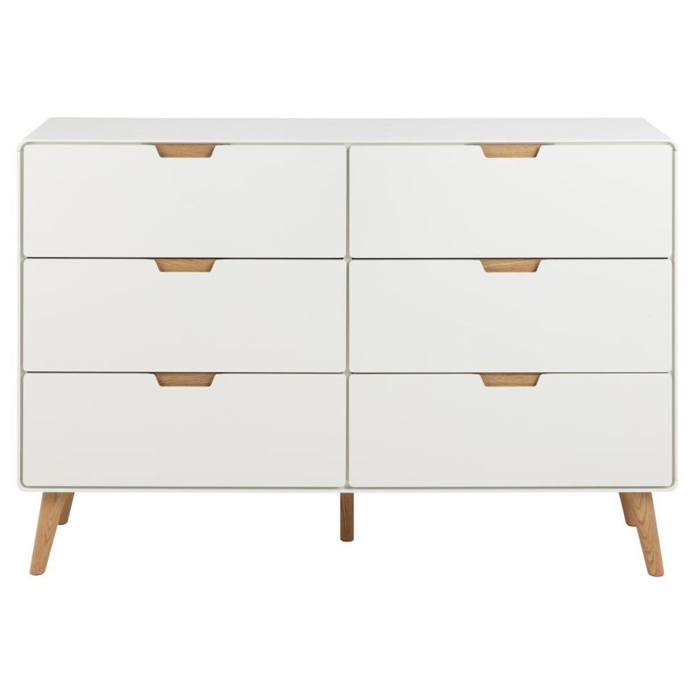 Lincoln Wooden Chest Of 6 Drawers In White And Oak