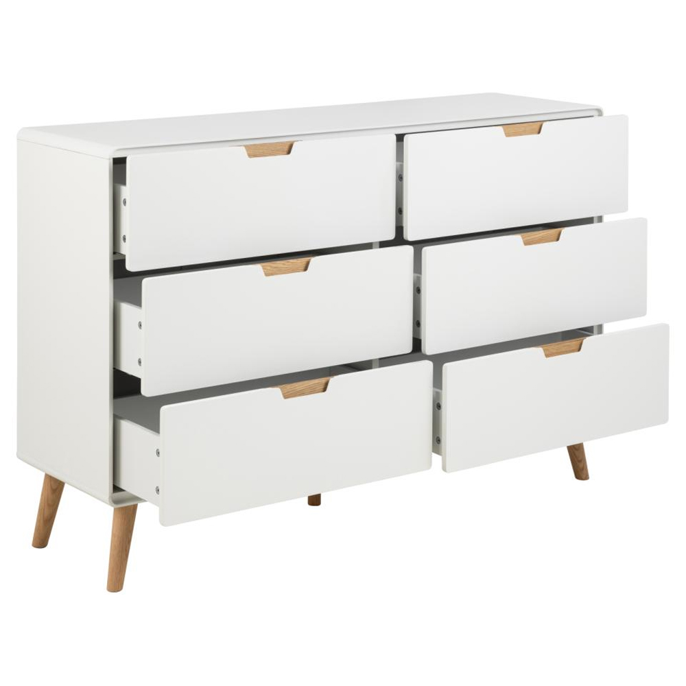 Lincoln Wooden Chest Of 6 Drawers In White And Oak
