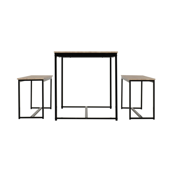 Logan Wooden Dining Table With 2 Dining Benches In Sonoma Oak