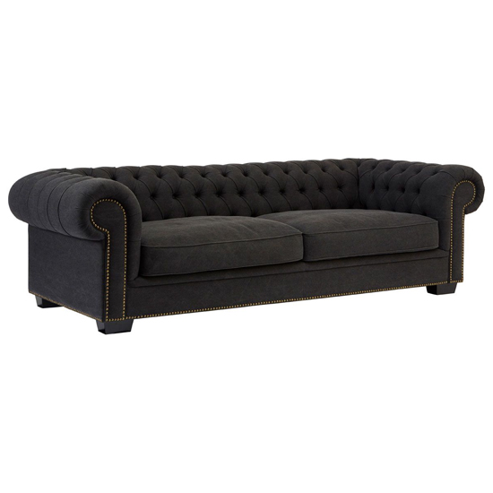 Lincolno Upholstered Fabric 3 Seater Sofa In Black