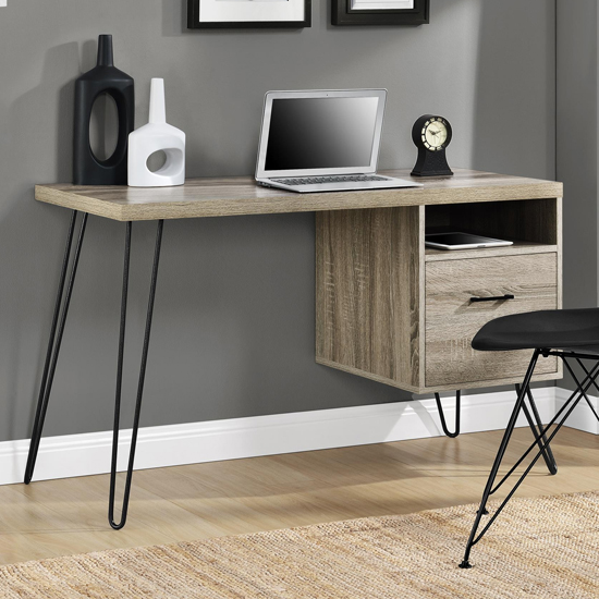 Product photograph of Lindon Wooden Laptop Desk In Distressed Grey Oak from Furniture in Fashion