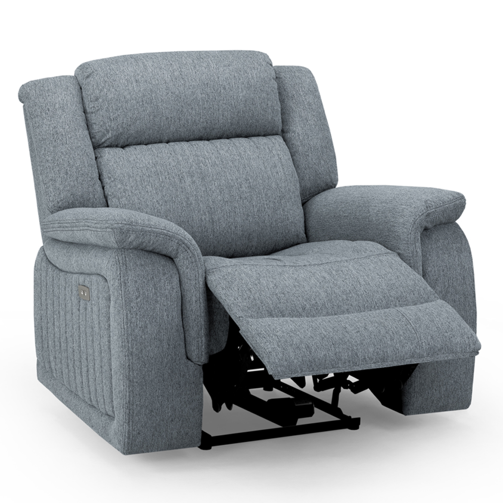 Lindsay Fabric Electric Recliner 1 Seater Sofa In Grey