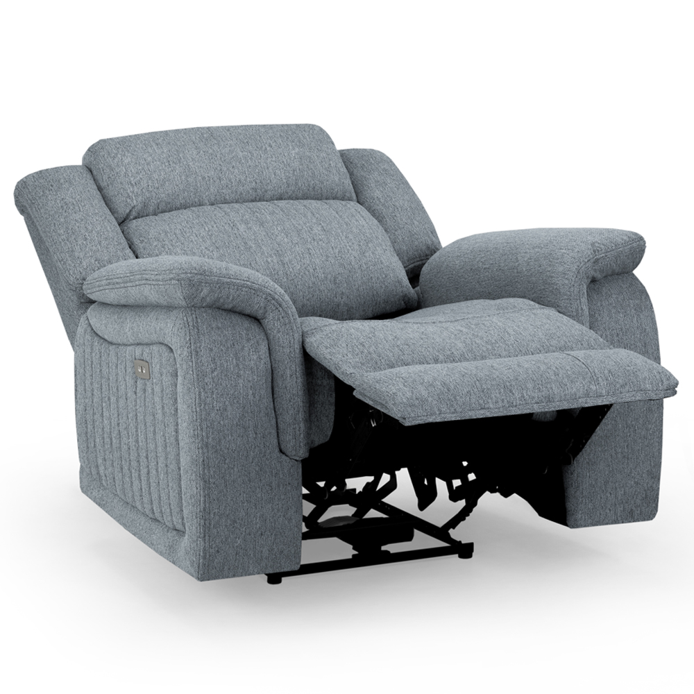 Lindsay Fabric Electric Recliner 1 Seater Sofa In Grey