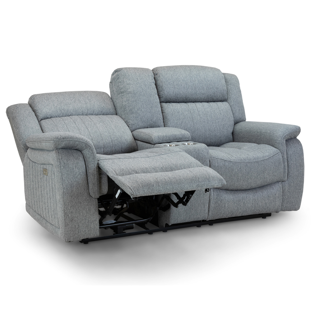 Lindsay Fabric Electric Recliner 2 Seater Sofa In Grey
