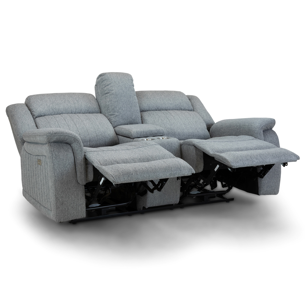 Lindsay Fabric Electric Recliner 2 Seater Sofa In Grey