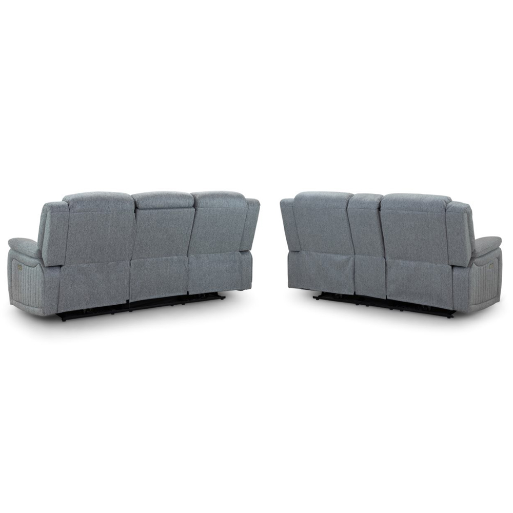 Lindsay Fabric Electric Recliner 3+2 Seater Sofa Set In Grey