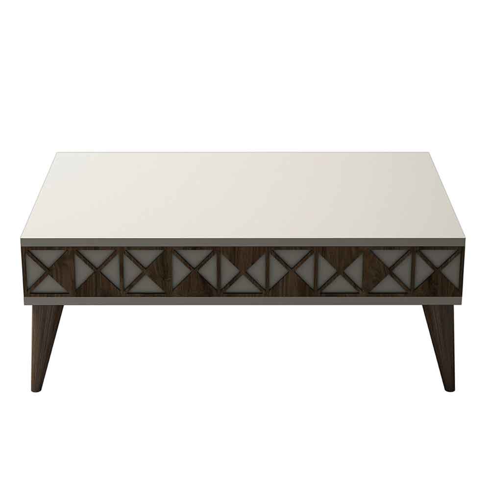 Line Wooden Coffee Table in Cream and Oak