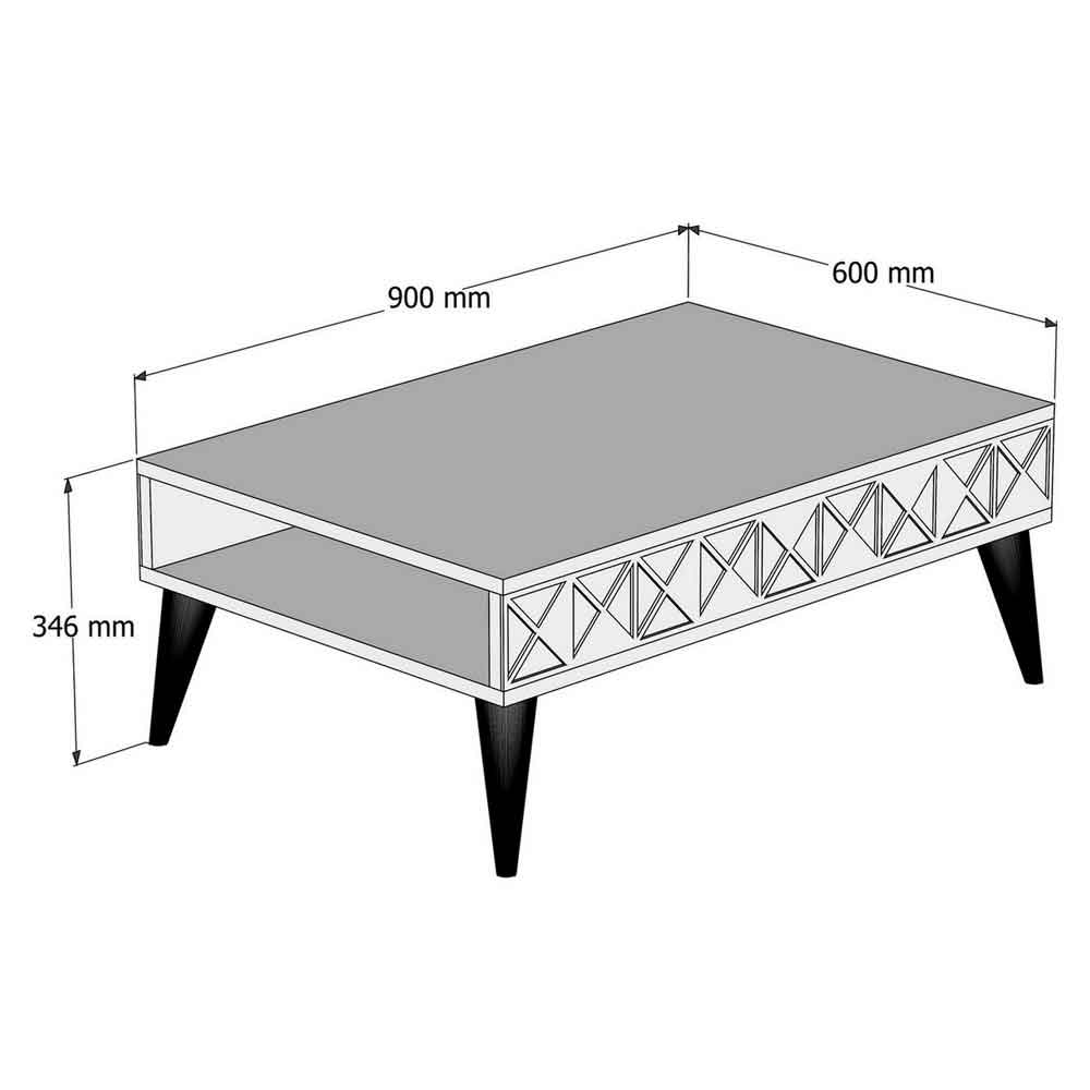 Line Wooden Coffee Table in Cream and Oak