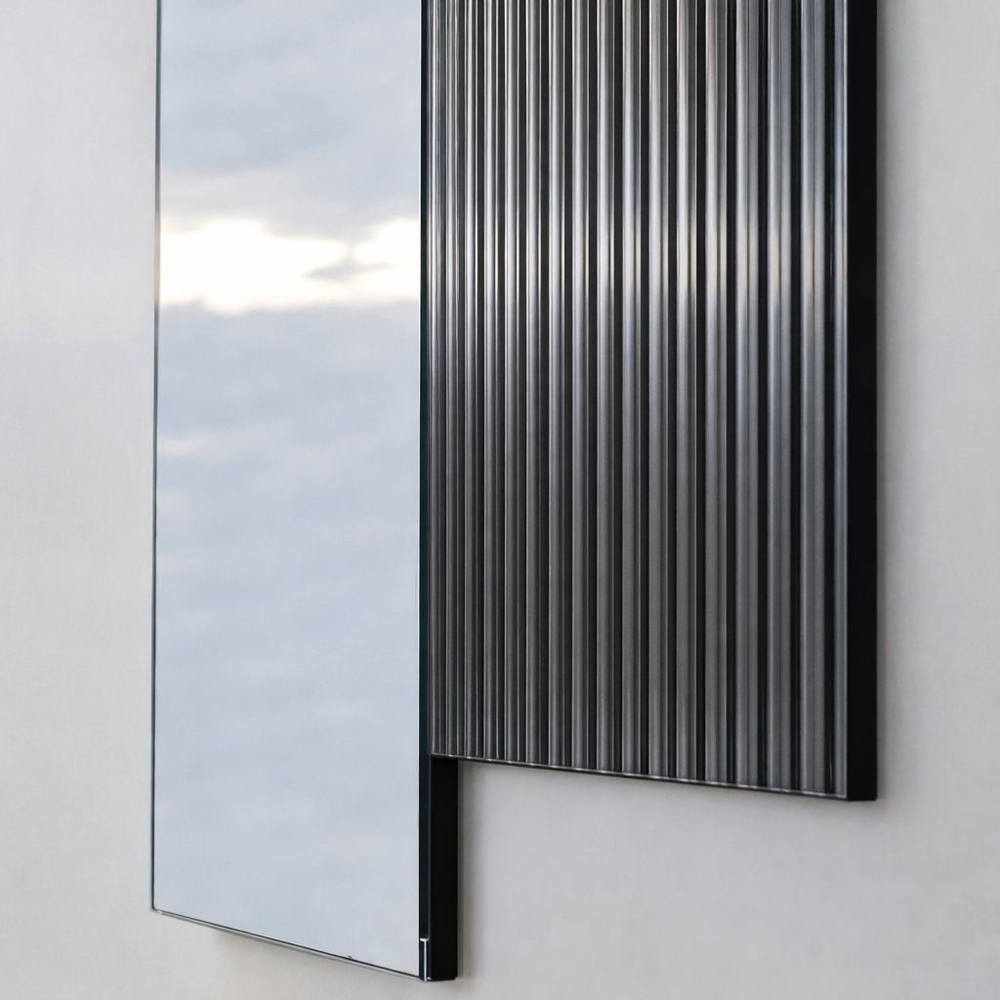 Linea Wooden Wall Mirror in Fume and Natural