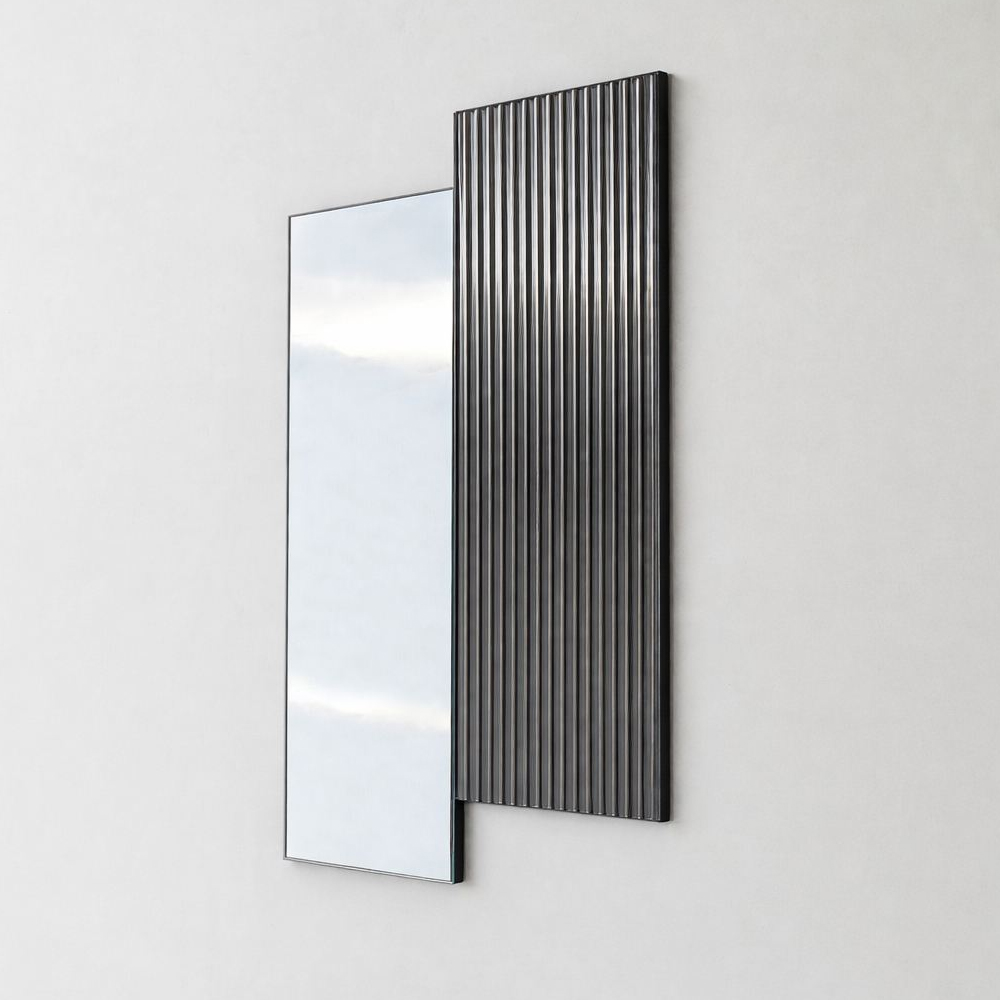 Linea Wooden Wall Mirror in Fume and Natural