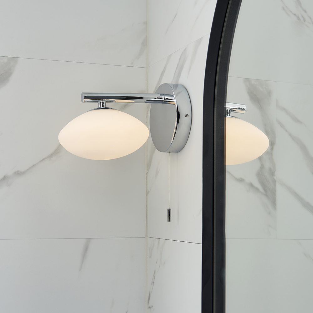 Read more about Linear matt opal glass shade bathroom wall light in chrome