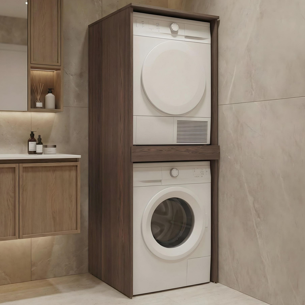 Linfa Wooden Washing Machine Cabinet in Dark Walnut