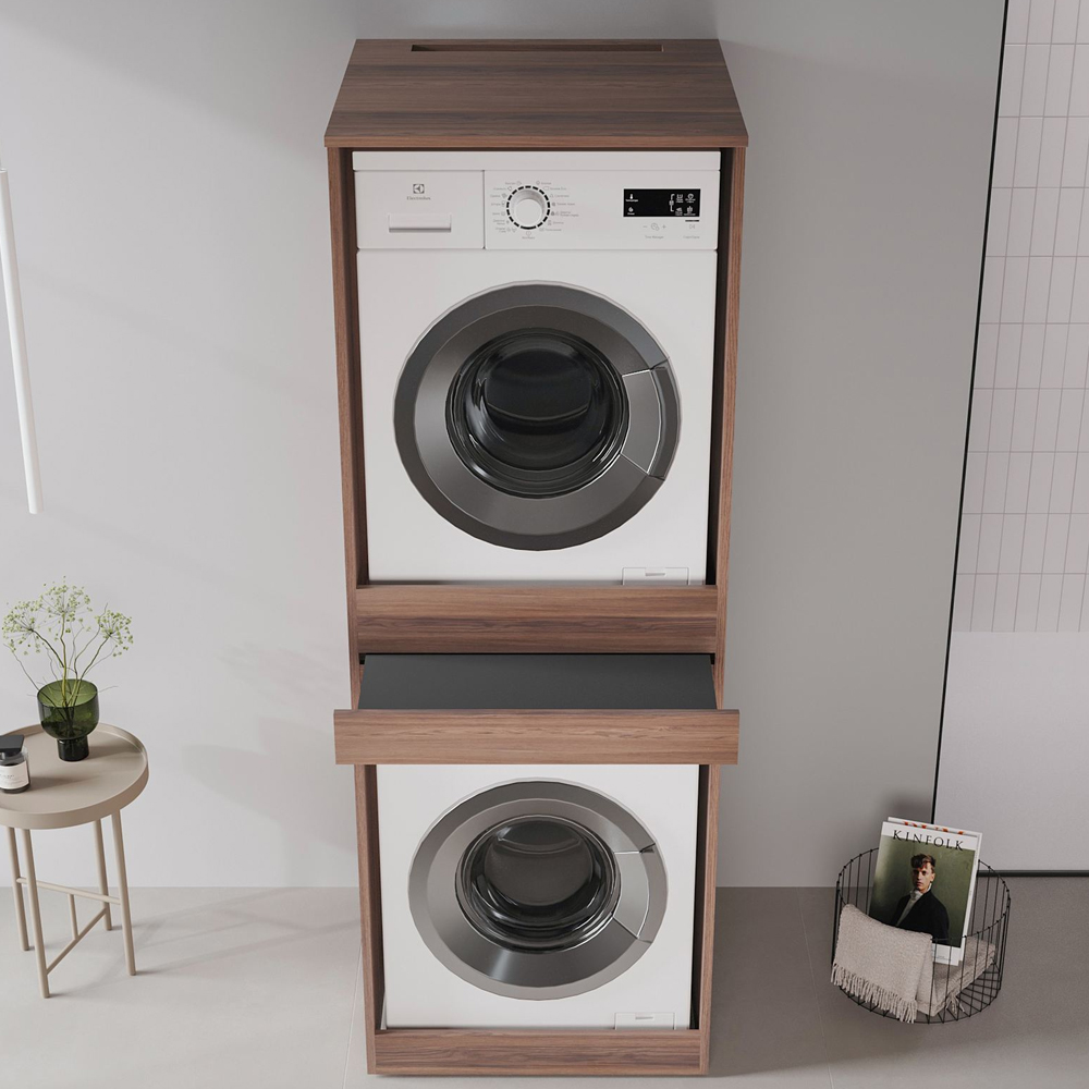 Linfa Wooden Washing Machine Cabinet in Dark Walnut