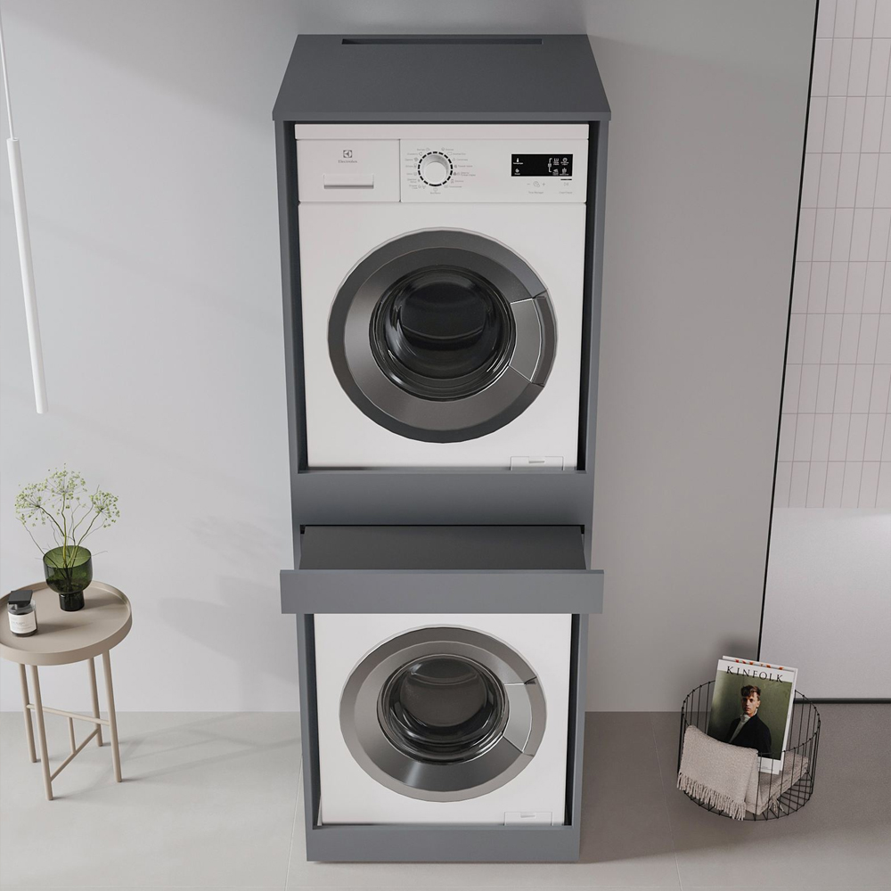 Linfa Wooden Washing Machine Cabinet in Matte Anthracite