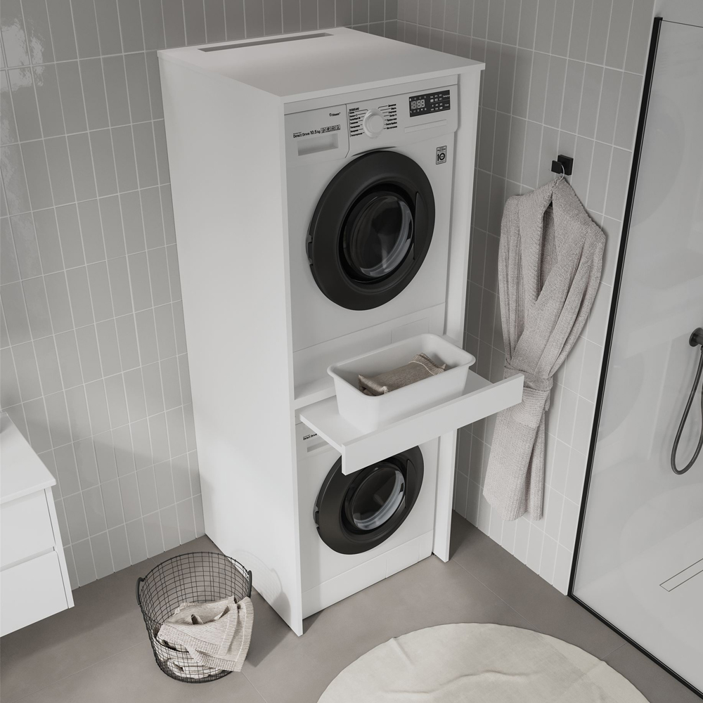 Linfa Wooden Washing Machine Cabinet in Matte White