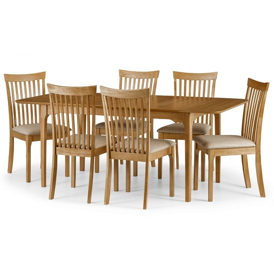 Ichigo Wooden Dining Table In Oak Sheen Lacquer With 6 Chairs