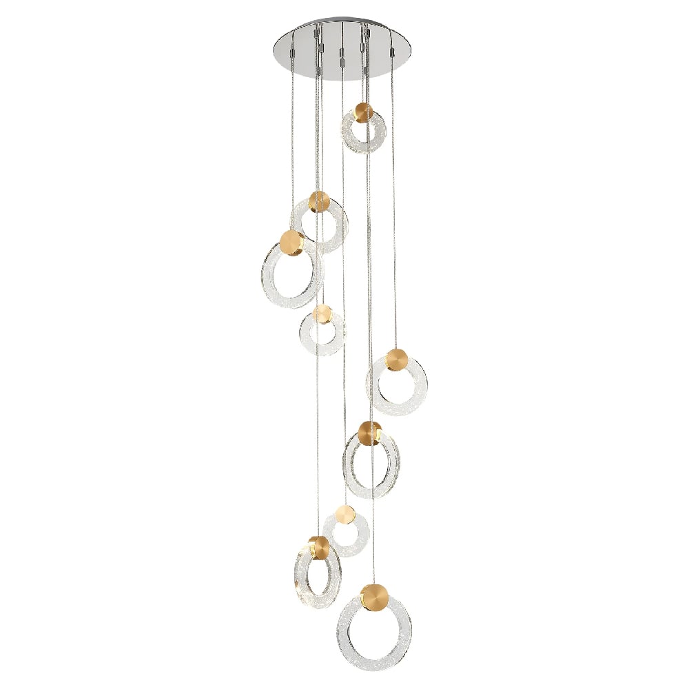 Read more about Linton 9 light glass shade pendant light in chrome and gold