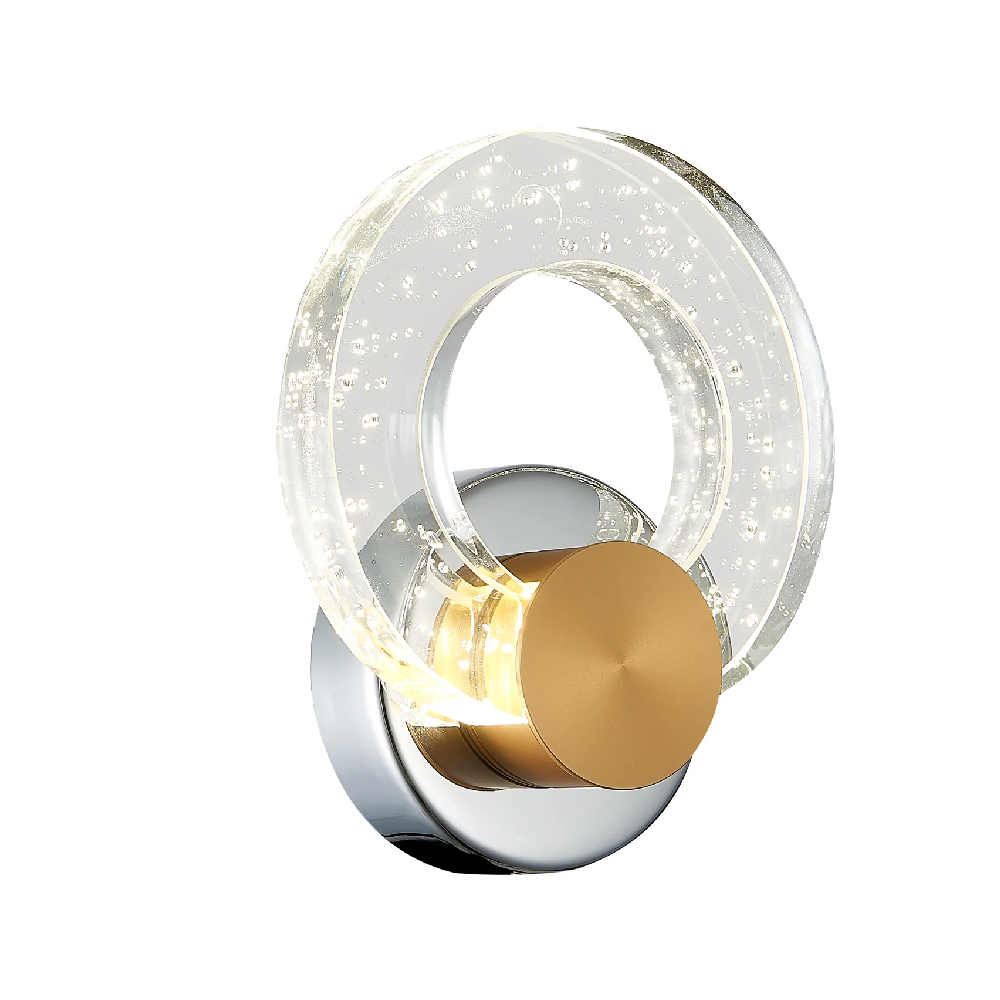 Read more about Linton glass shade wall light in chrome and gold