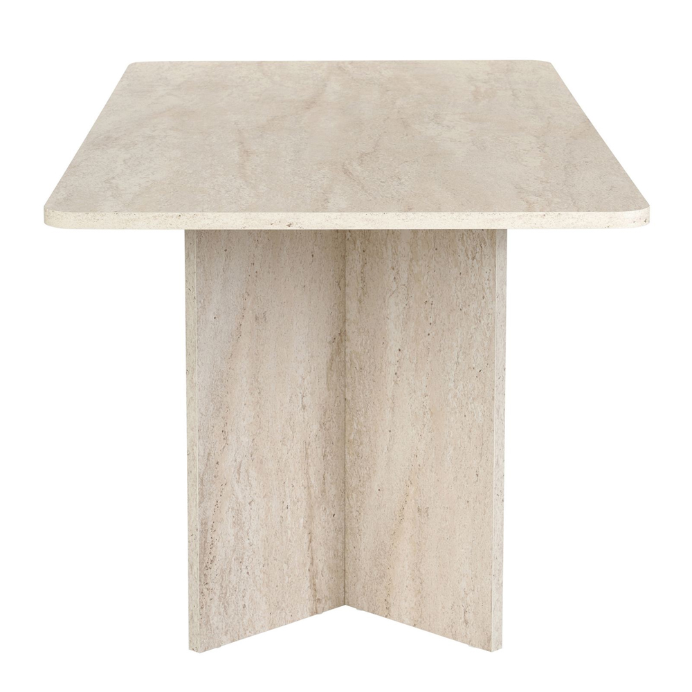 Linzor Rectangular Wooden Dining Table in Travertine Marble Effect