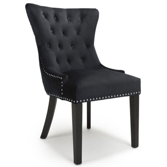 Lionhead Black Velvet Accent Chairs With Black Legs In Pair FiF