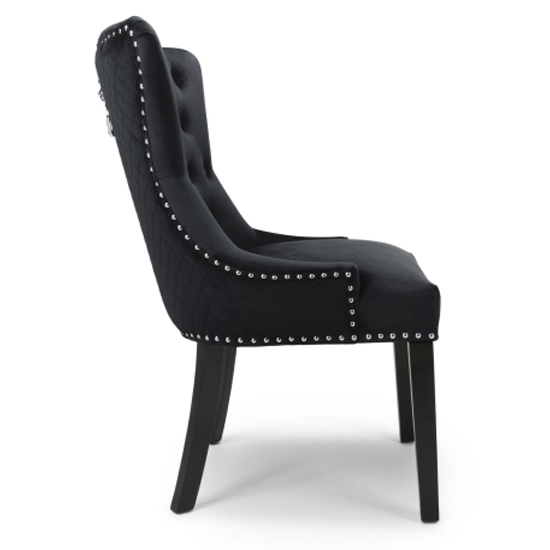 Lionhead Black Velvet Accent Chairs With Black Legs In Pair FiF