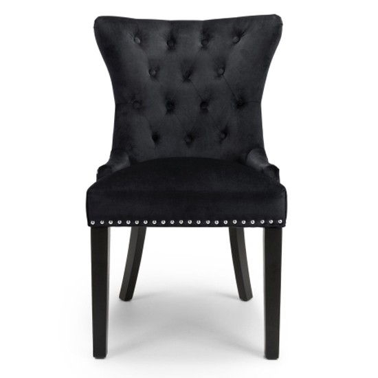Lionhead Black Velvet Accent Chairs With Black Legs In Pair FiF
