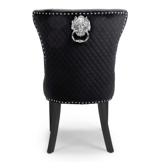 Lionhead Black Velvet Accent Chairs With Black Legs In Pair FiF