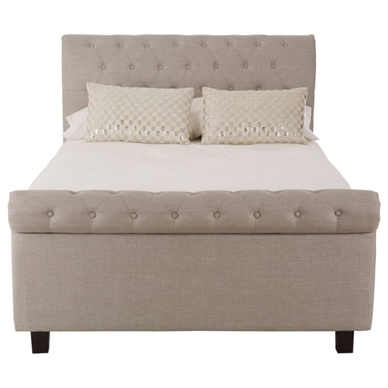Lionrock Fabric Storage Ottoman Double Bed In Light Grey