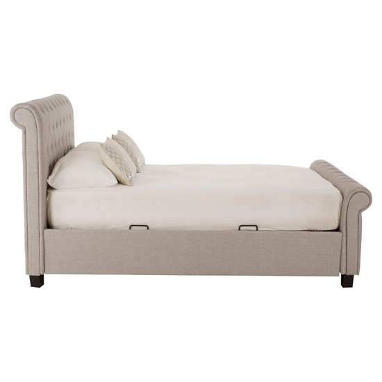 Lionrock Fabric Storage Ottoman Double Bed In Light Grey