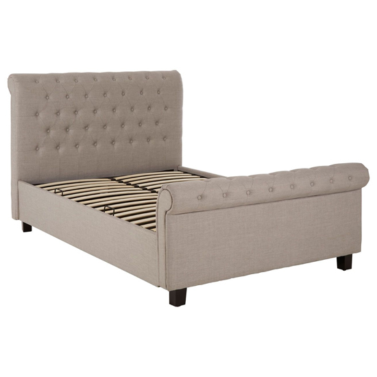 Lionrock Fabric Storage Ottoman Double Bed In Light Grey