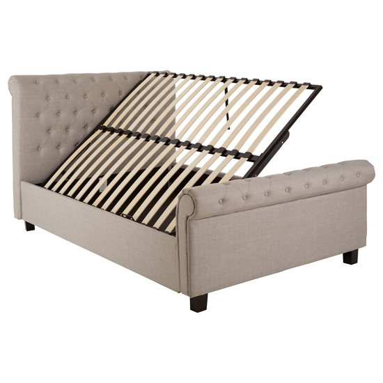 Lionrock Fabric Storage Ottoman Double Bed In Light Grey